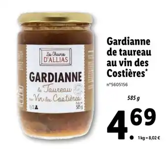 Lidl Gardianne de taureau au vin des costières offre