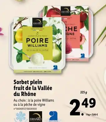 Lidl Sorbet plein fruit de la vallé du rhône offre