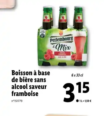 Lidl Boisson à base de bière sans alcool saveur framboise offre