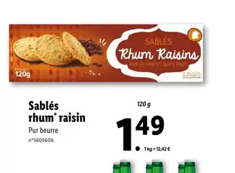 Lidl Sablés rhum raisin offre