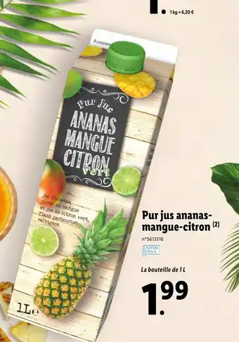 Lidl Pur jus ananas-mangue-citron offre