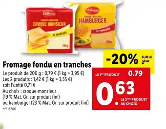 Lidl Fromage fondu en tranches offre