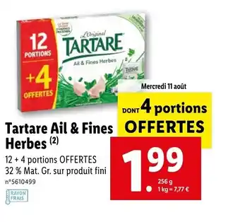 Lidl Tartare ail & fines herbes offre