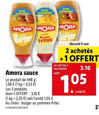 Lidl Amora sauce offre