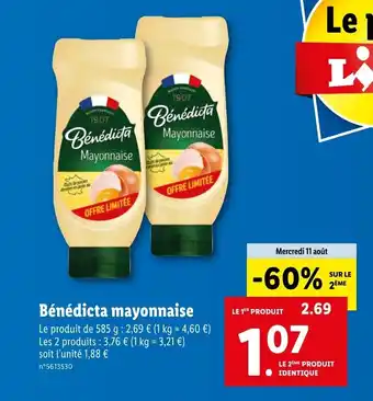 Lidl Bénédicta mayonnaise offre
