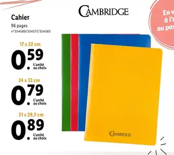 Lidl Cahier offre