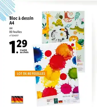 Lidl Bloc à dessin A4 offre
