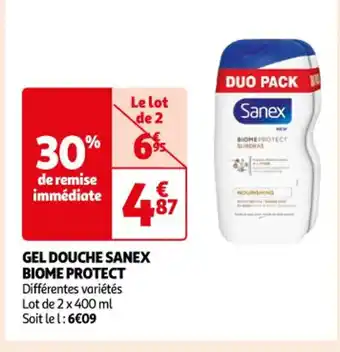 Auchan Gel douche sanex biome protect offre
