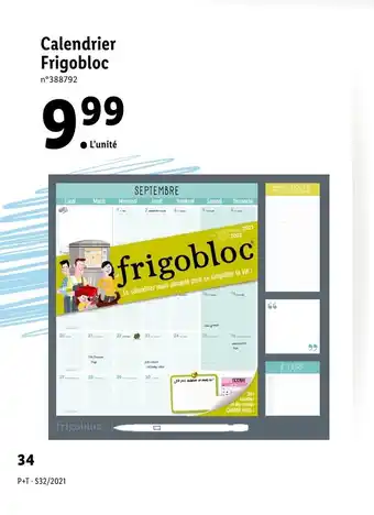 Lidl Calendrier frigobloc offre
