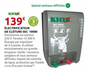 Rural Master Electrificateur de cloture sec 10000 offre