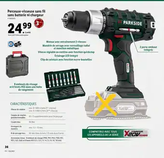 Lidl Perceuse-visseuse sans fil sans batterie ni chargeur offre