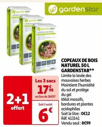 Auchan Copeaux de bois naturel 50 l gardenstar** offre