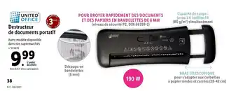 Lidl Destructeur de documents portatif offre