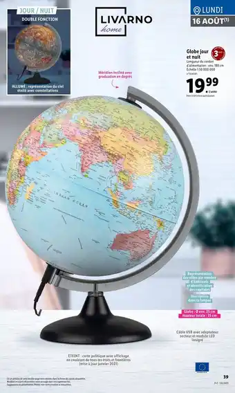Lidl Globe jour et nuit offre