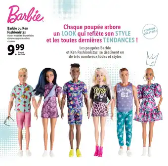 Lidl Barbie ou ken fashionistas offre