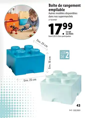 Lidl Boîte de rangement empilable offre