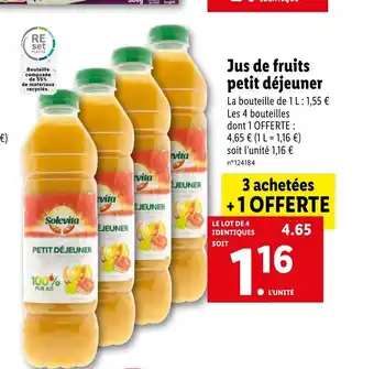 Lidl Jus de fruits petit déjeuner offre