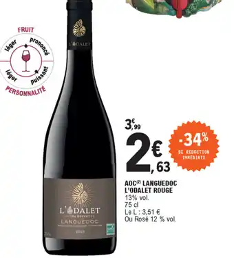 E.Leclerc Aoc languedoc l'odalet rouge offre