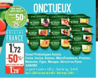 G20 Yaourt Probiotiques Activia Fraise , Cerise , Ananas offre