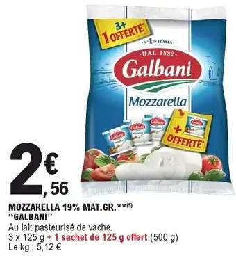 E.Leclerc Mozzarella 19% mat.gr. galbani offre