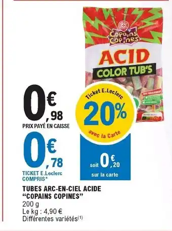 Tubes arc-en-ciel acide copains copines