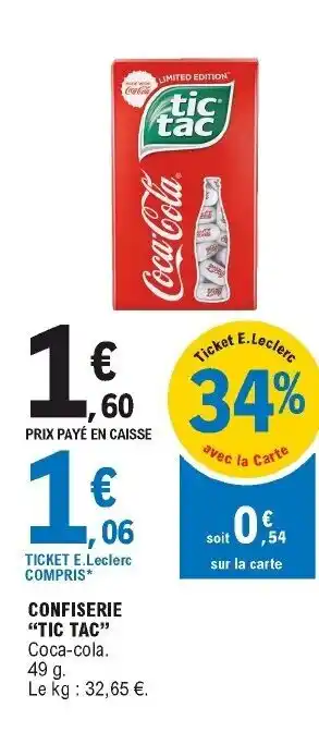 E.Leclerc Confiserie tic tac offre