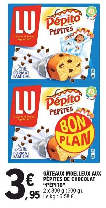 Promo Gateaux Moelleux Aux Pepites De Chocolat Chez E Leclerc
