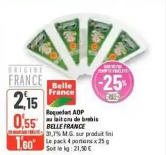 G20 Roquefort Aop Au Lait Cru De Brebis Belle France offre