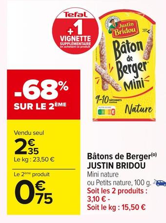Carrefour Market Justin bridou bâtons de berger offre