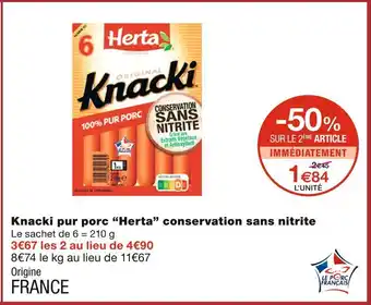 Monoprix Herta knacki pur porc conservation sans nitrite offre