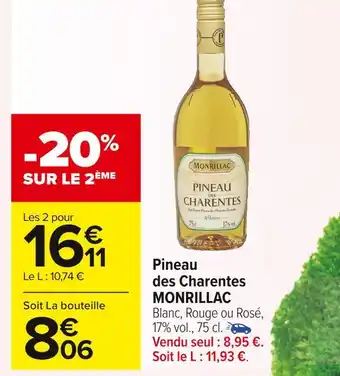 Carrefour Market Monrillac pineau des charentes offre