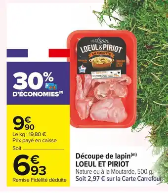 Carrefour Market Loeul et piriot découpe de lapin offre
