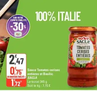 G20 Sauce Tomates Cerises Entieres Et Basilic Sacla offre