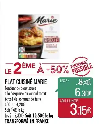 Match Plat cuisiné Marie offre