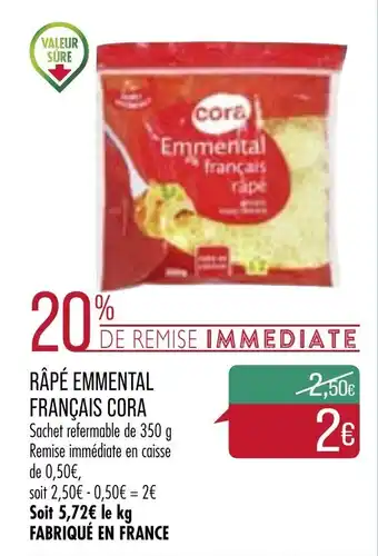 Match Râpé Emmental Français Cora offre