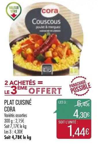 Match Plat cuisiné Cora offre