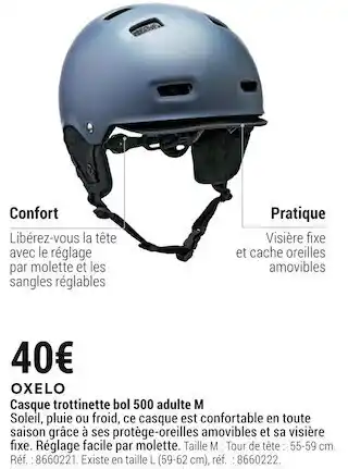 Decathlon Oxelo casque trottinette bol 500 adulte m offre
