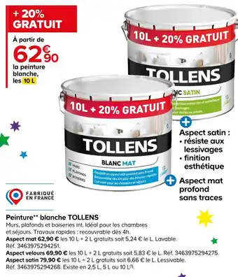 Castorama Tollens peinture** blanche offre