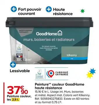 Castorama Goodhome peinture couleur**, haute résistance offre