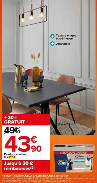 Castorama Dulux valentine peinture** couleur crème de couleur offre