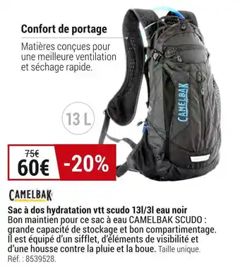 Camelbak sac à dos hydratation vtt scudo 13l/3l eau noir
