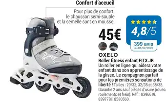 Decathlon Oxelo roller fitness enfant fit3 jr offre