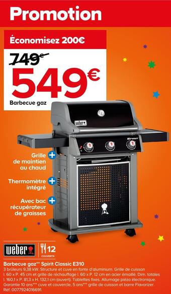 Weber barbecue gaz spirit classic e310