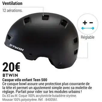 Decathlon Btwin casque vélo enfant teen 500 offre