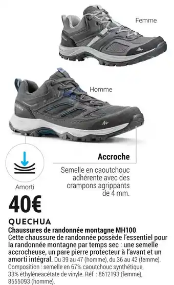 Decathlon Quechua chaussures de randonnée montagne mh100 offre