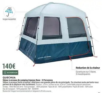 Decathlon Quechua séjour à arceaux de camping arpenaz base - 6 personnes offre