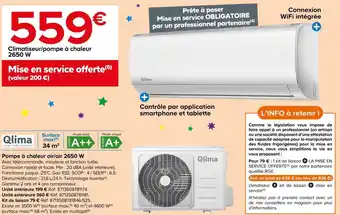 Castorama Qlima pompe à chaleur air/air 2650 w offre