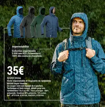 Decathlon Quechua veste imperméable et respirante de randonnée nh500 imper homme offre