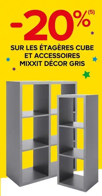 Castorama -20% sur les étagères cube et accessoires mixxit décor gris offre