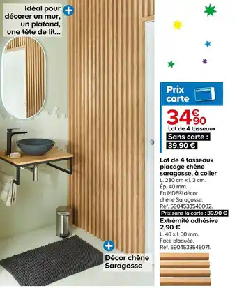 Castorama Lot de 4 tasseaux placage chêne saragosse, à coller offre